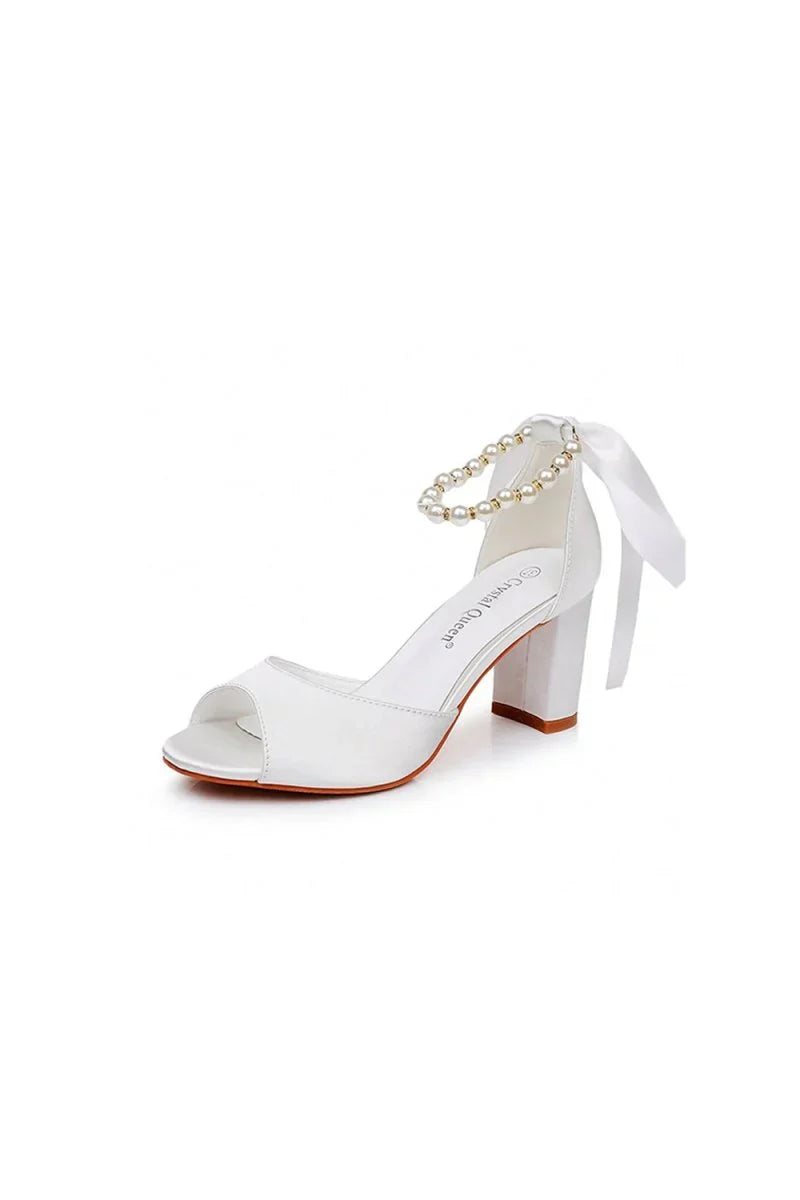 Peep Toe Chunky Heel Sandals with Buckle Straps