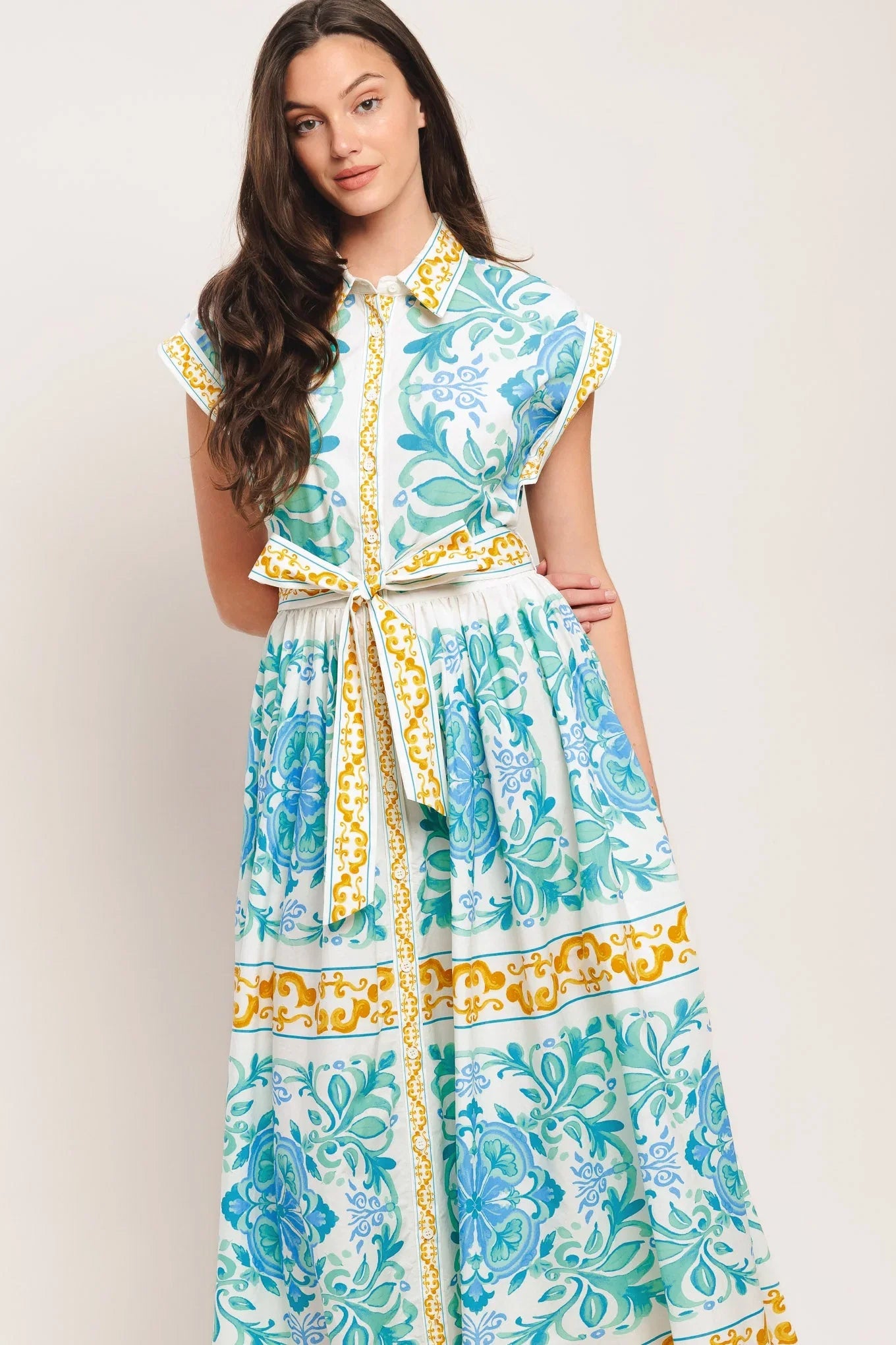 BLUE REGALIA MIDI DRESS