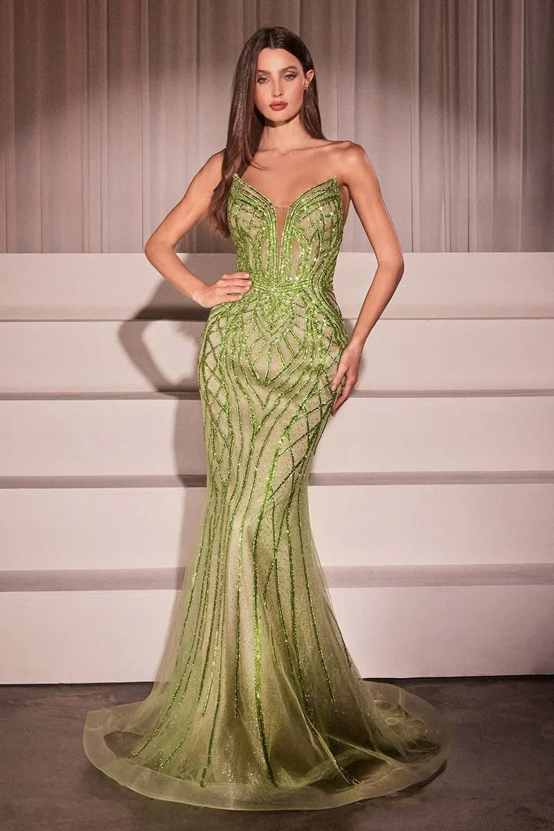 MAXWELL GOWN CRYSTAL STRAPLESS EMBELLISHED MERMAID GOWN