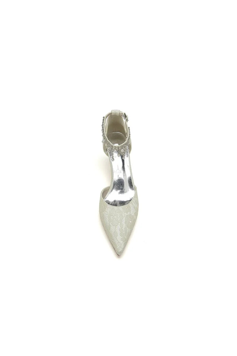 Pointed Toe Pearl Chain Strap High Heels