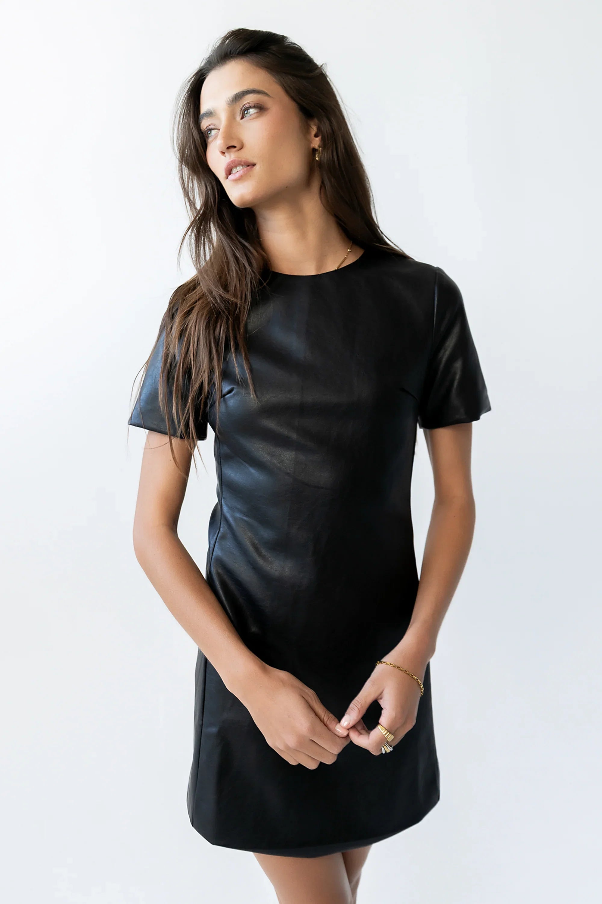 Moxie Vegan Leather Mini Dress in Black FINAL SALE