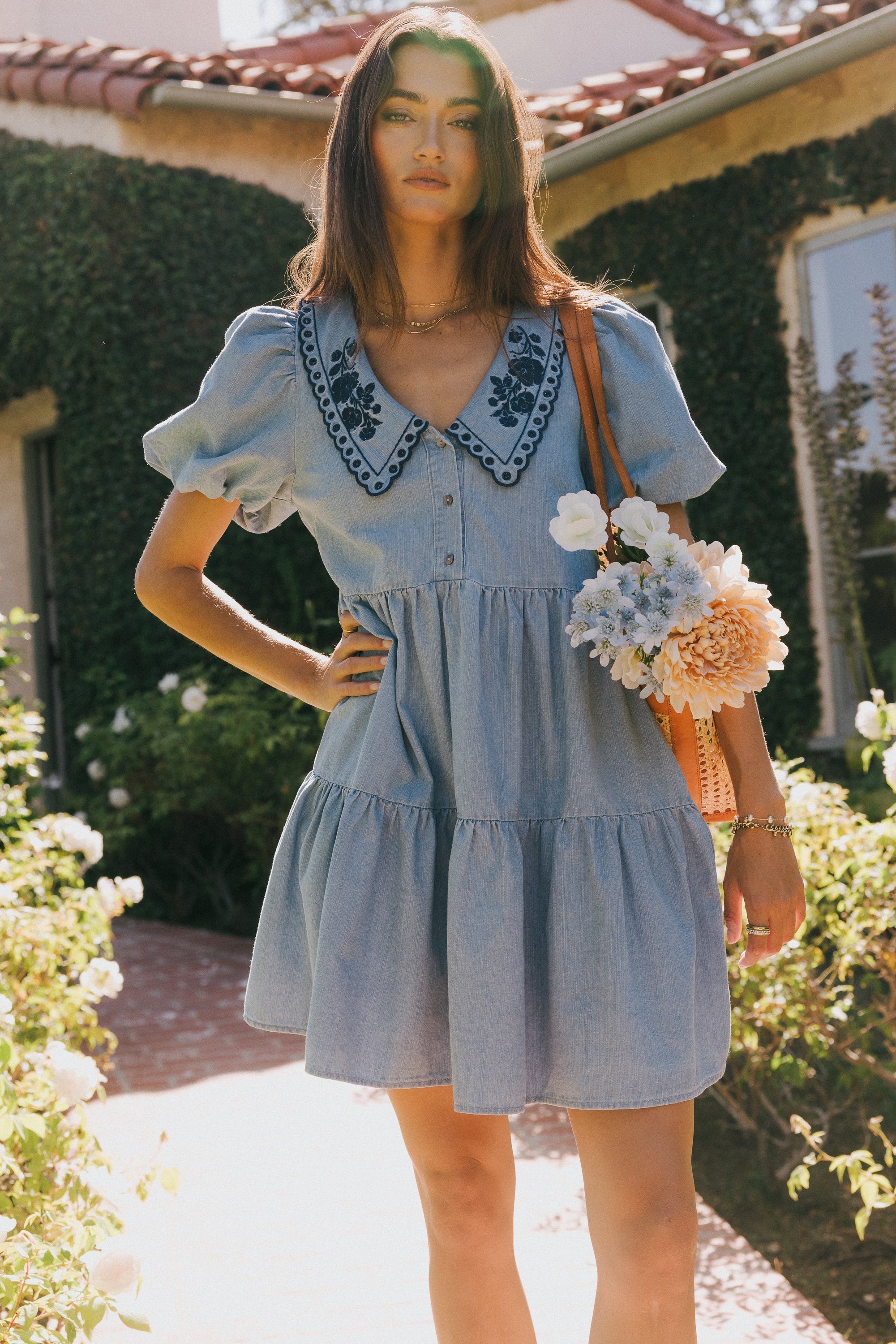 River Embroidered Mini Dress FINAL SALE
