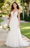 Simple Classic Tulle Applique Wedding Gown Garden A Line Backless Spaghetti Wedding Dress