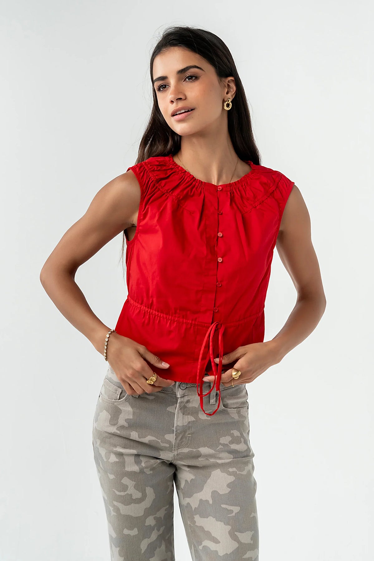 Tamika Ruched Top in Red