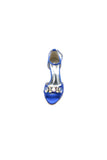 Rhinestone Open Toe Buckle Strap Chunky Heels