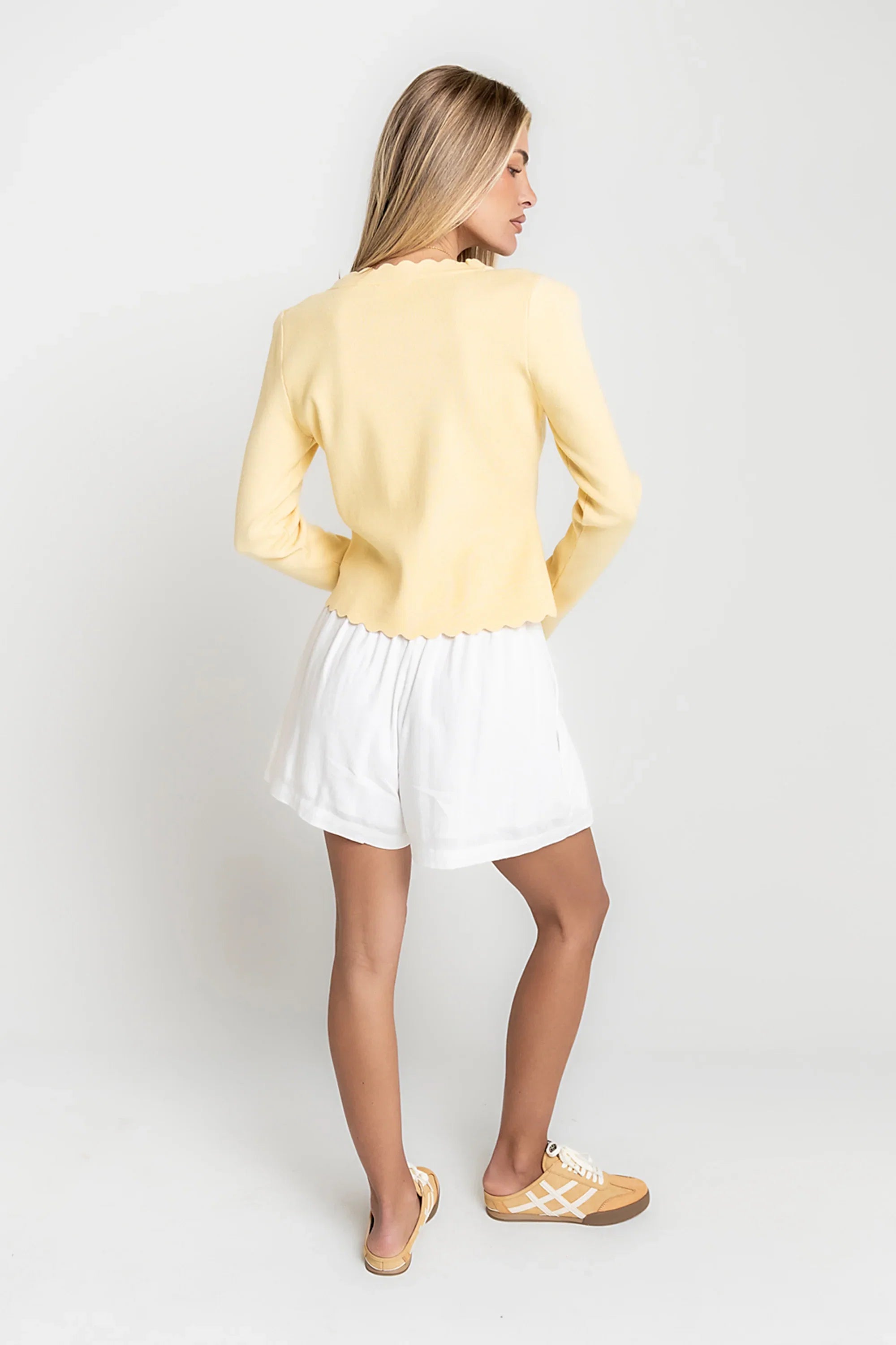 Suzy Scalloped Sweater in Yellow