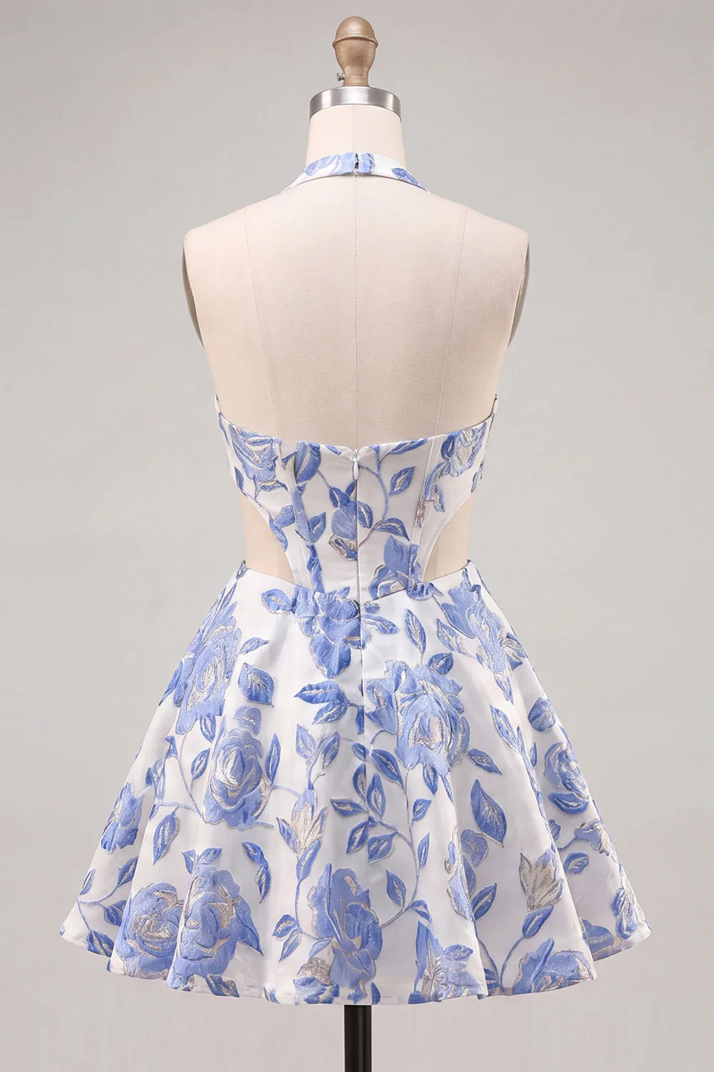 Halter Lilac A Line Cut Out Floral Corset Homecoming Dress