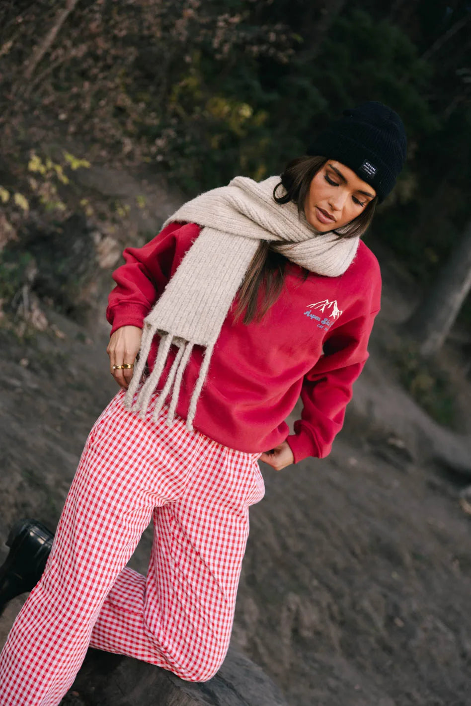 Aspen Ski Camp Crewneck in Red