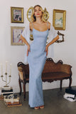Jules Gown Shimmering Lace Dress With Chiffon Scarf