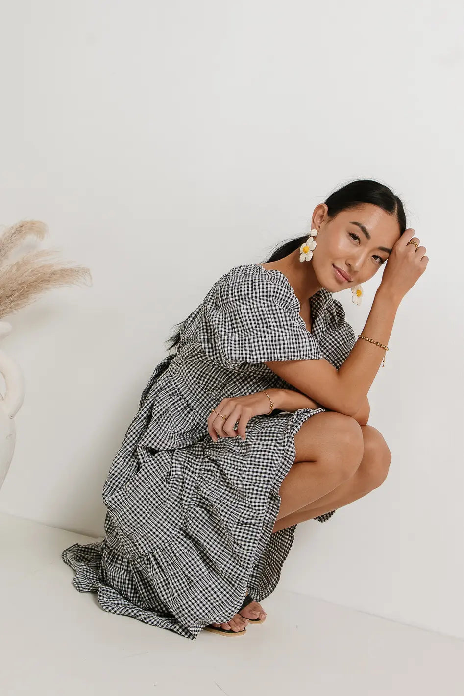 Laney Gingham Dress in Black
