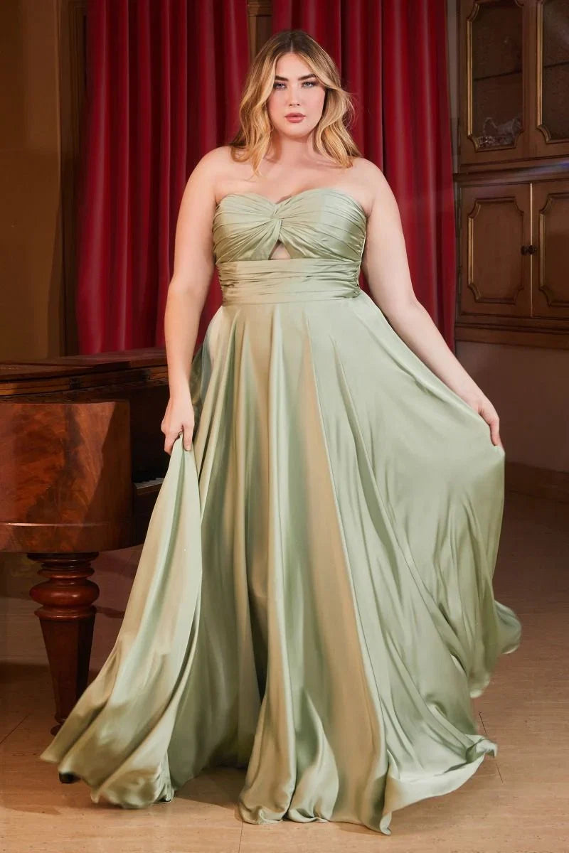 Madigan Gown STRAPLESS A LINE SOFT SATIN KEYHOLE DRESS