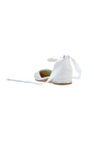 Pointed Toe Ankle Strap Pearl Beaded Ivory Ribbons Low Heels