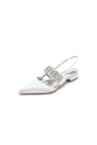 Pointed Toe Rhinestone Beaded Kitten Heels
