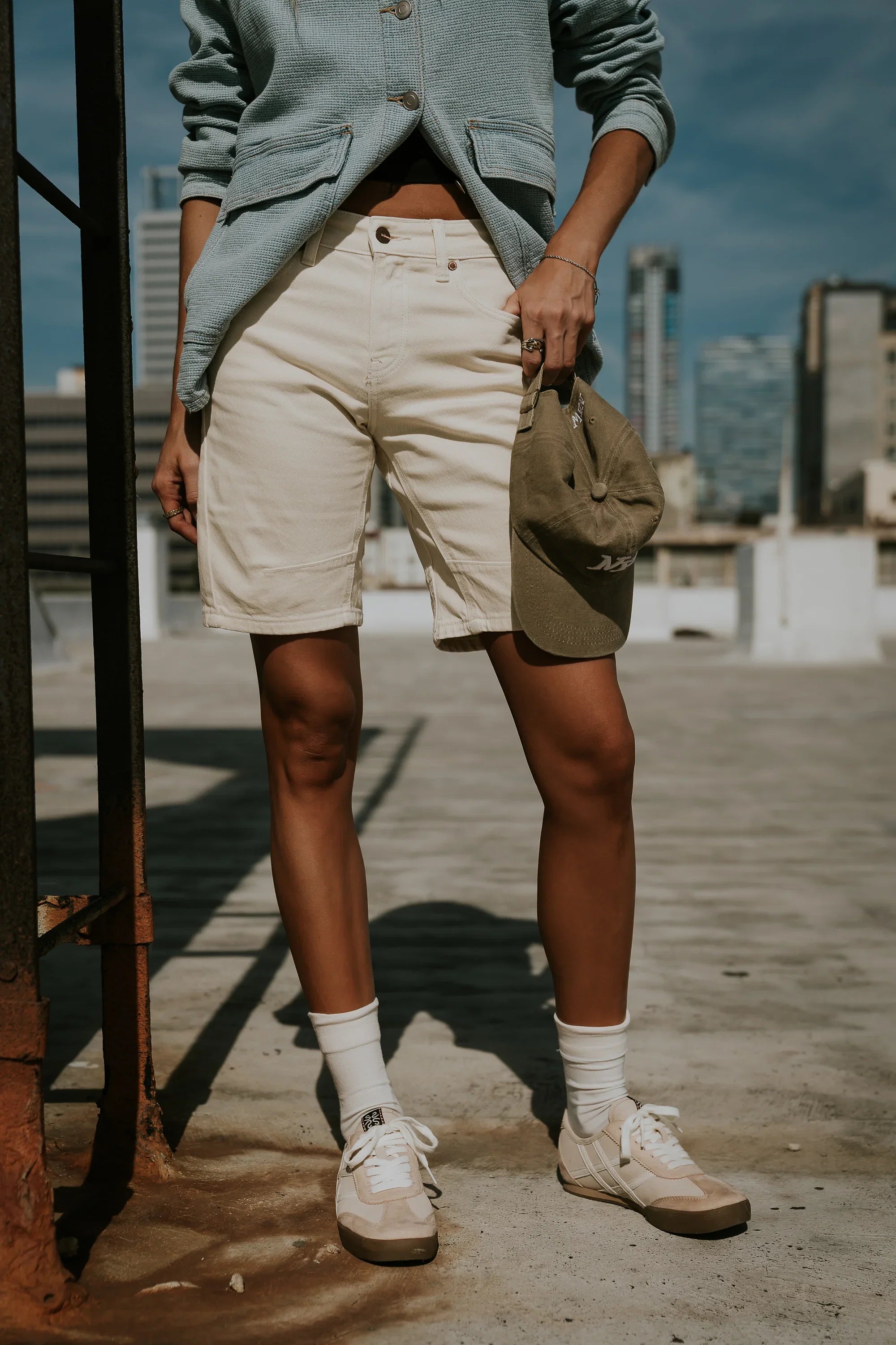 Layla Denim Shorts in Cream