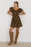 Darcella Floral Mini Dress in Brown FINAL SALE