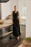 Kandi Ruched Maxi Dress in Black