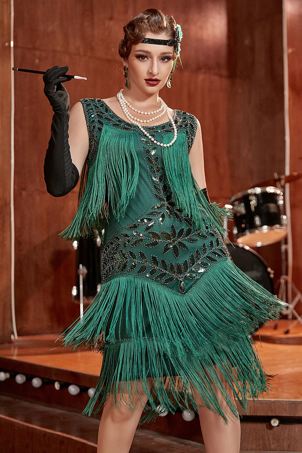 Plus Size Champagne Sequin Party Dress with Sequins and Fringes