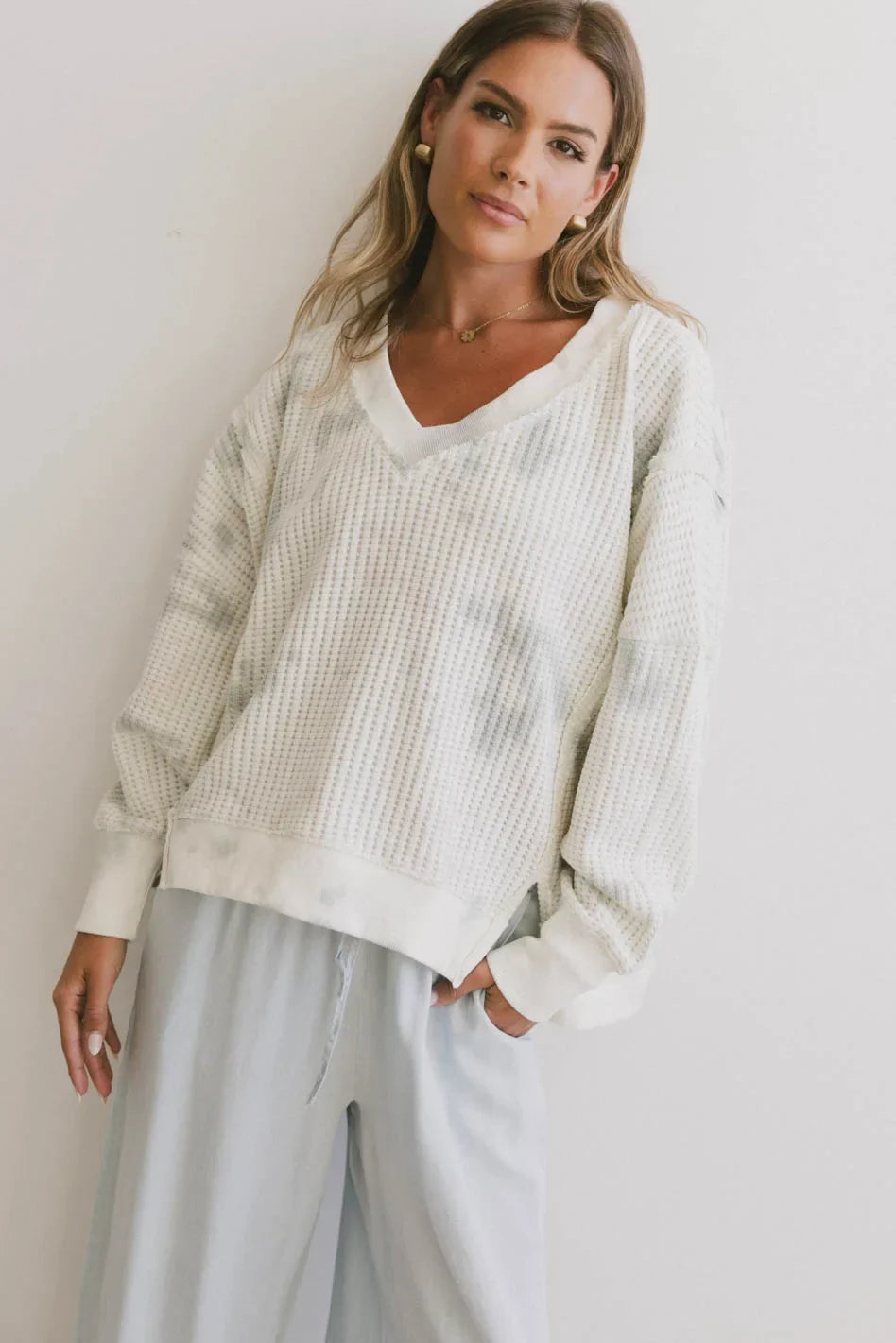 Ellis Waffle Knit Top in Tie Dye FINAL SALE