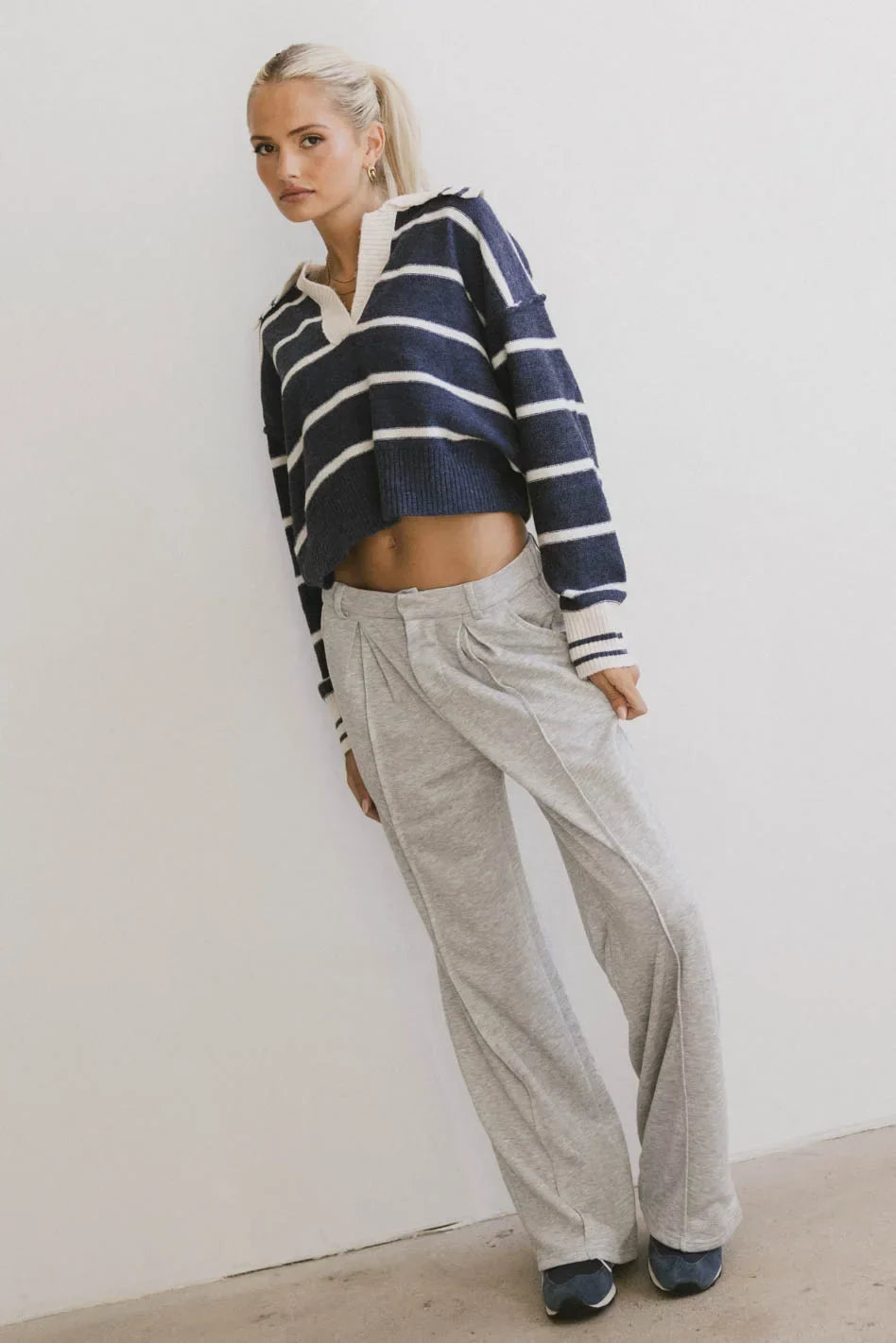 Marina Collared Pullover in Navy FINAL SALE