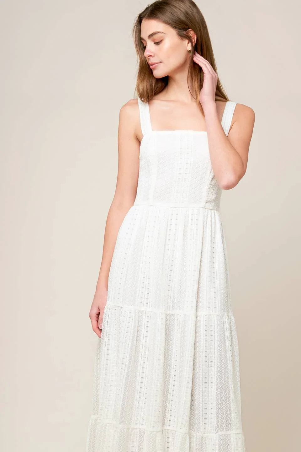 AFTER THE RAIN WHITE LACE MAXI DRESS FINAL SALE