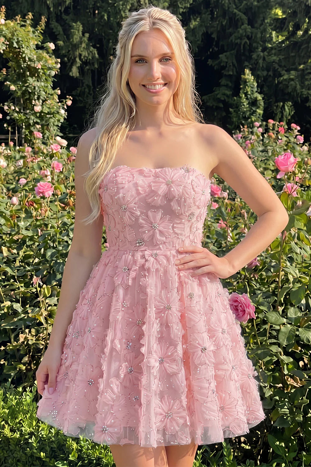 Sage Beaded Strapless A Line Short Homecoming Dress