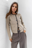 Darren Contrast Cardigan in Taupe