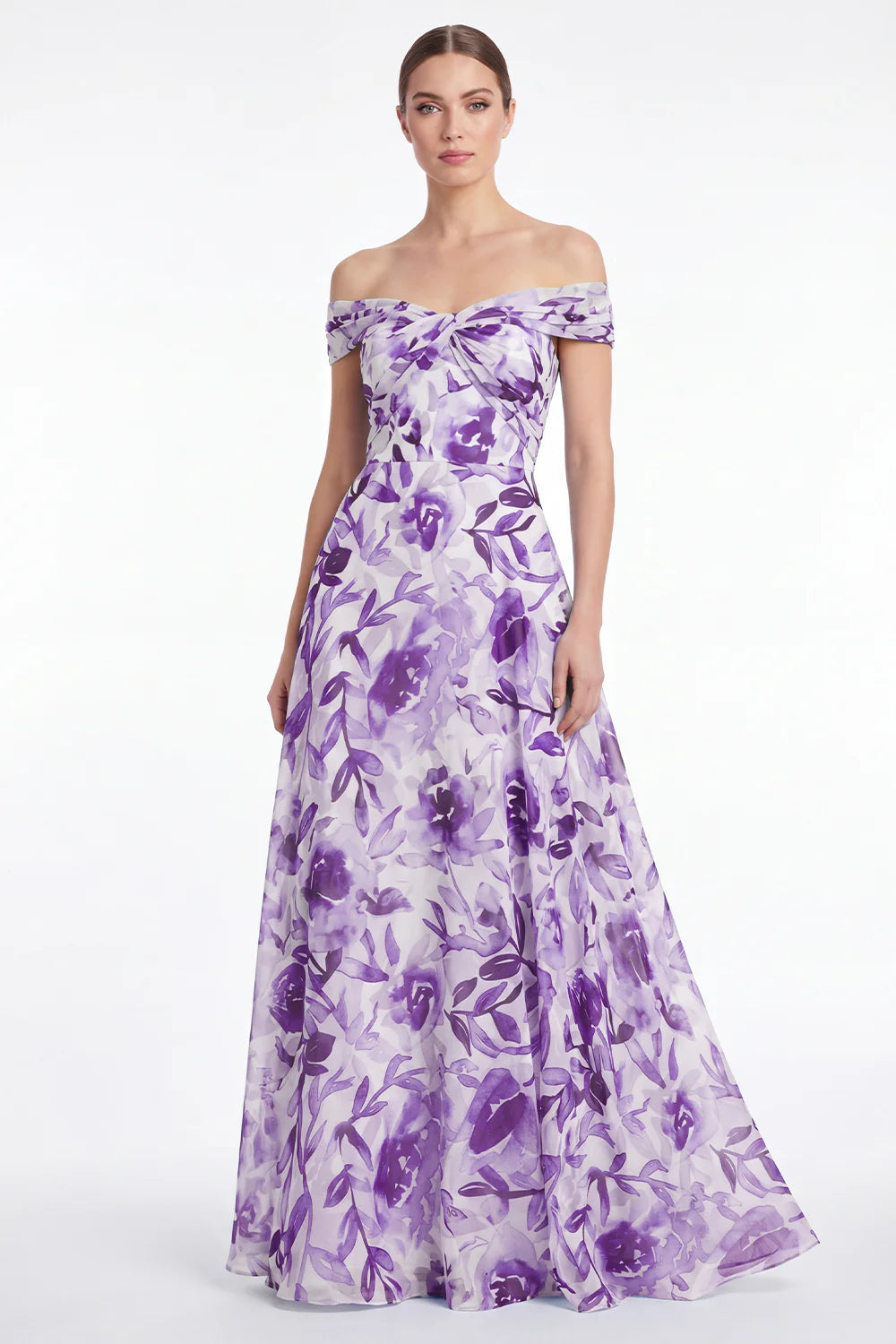 Blue Flower Off the Shoulder A Line Mother of the Bride Dress