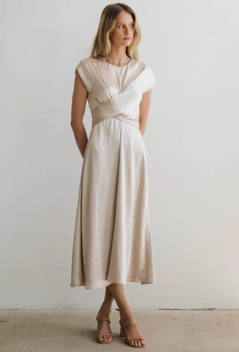 Rosalind Midi Dress in Champagne FINAL SALE
