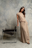 Polliana Textured Stripe Top in Mocha