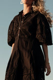 Eleanor Eyelet Lace Midi Dress in Black