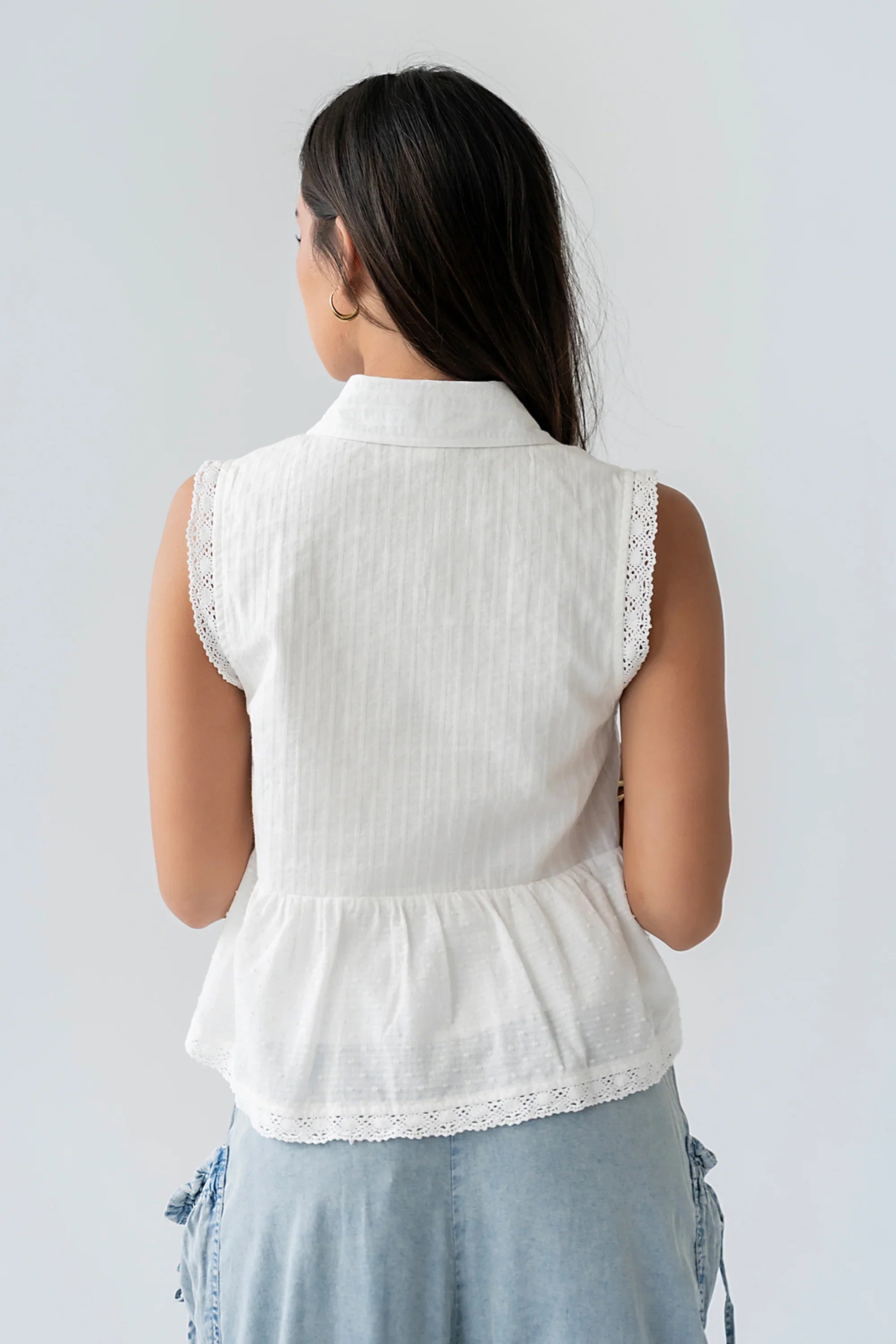 Julian Collared Blouse in Off White