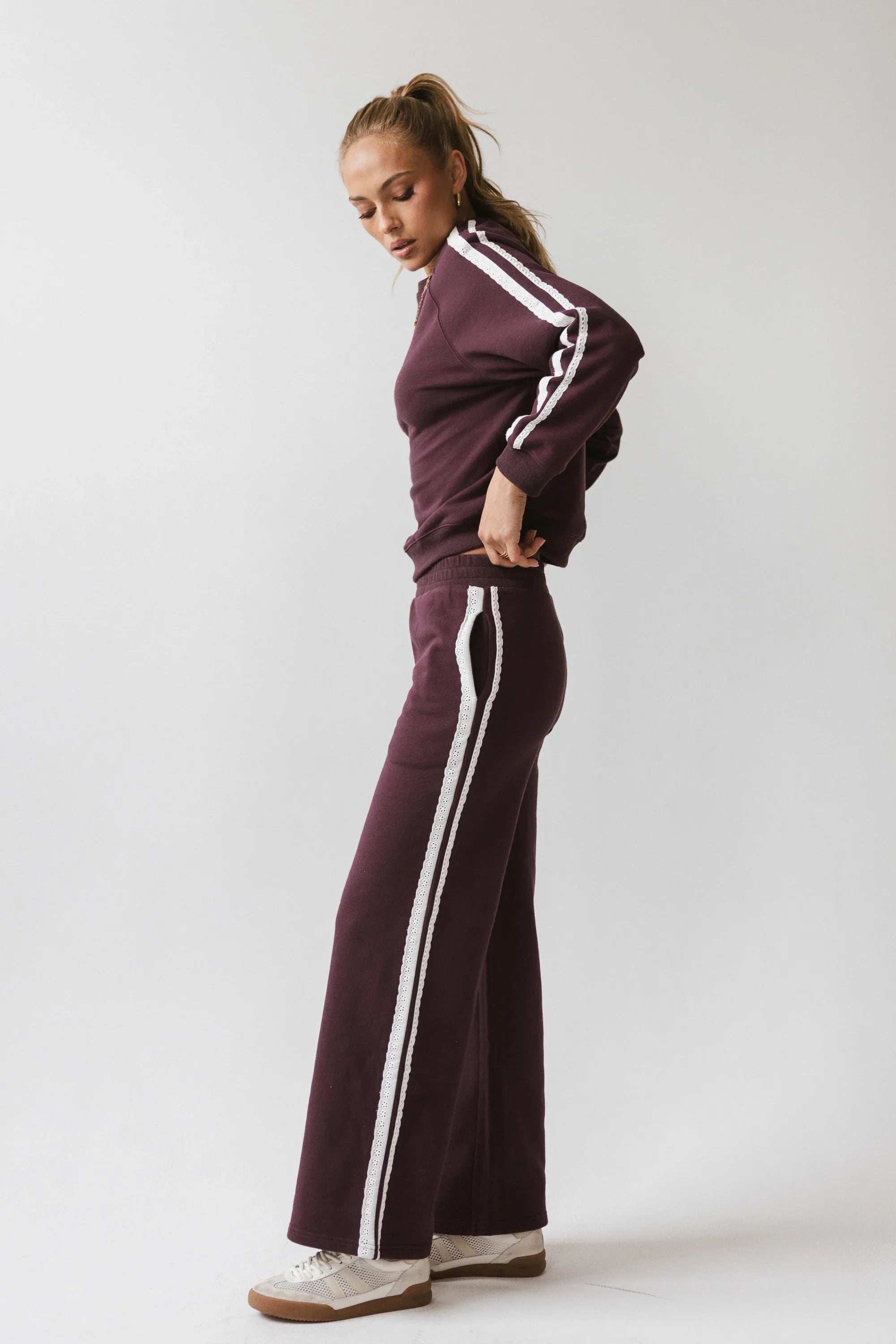 Mickey Wide Leg Jogger in Burgundy FINAL SALE