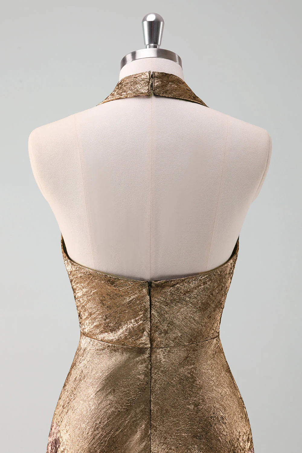 Golden Mermaid Halter Neck Midi Cocktail Dress