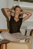 Gracie Lace Top in Brown