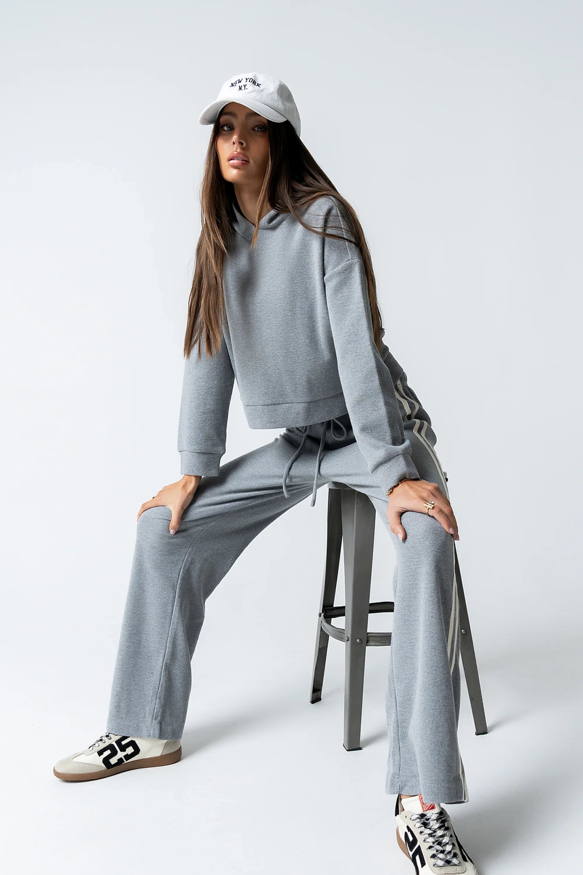 Kourtney Waffle Knit Pants in Grey
