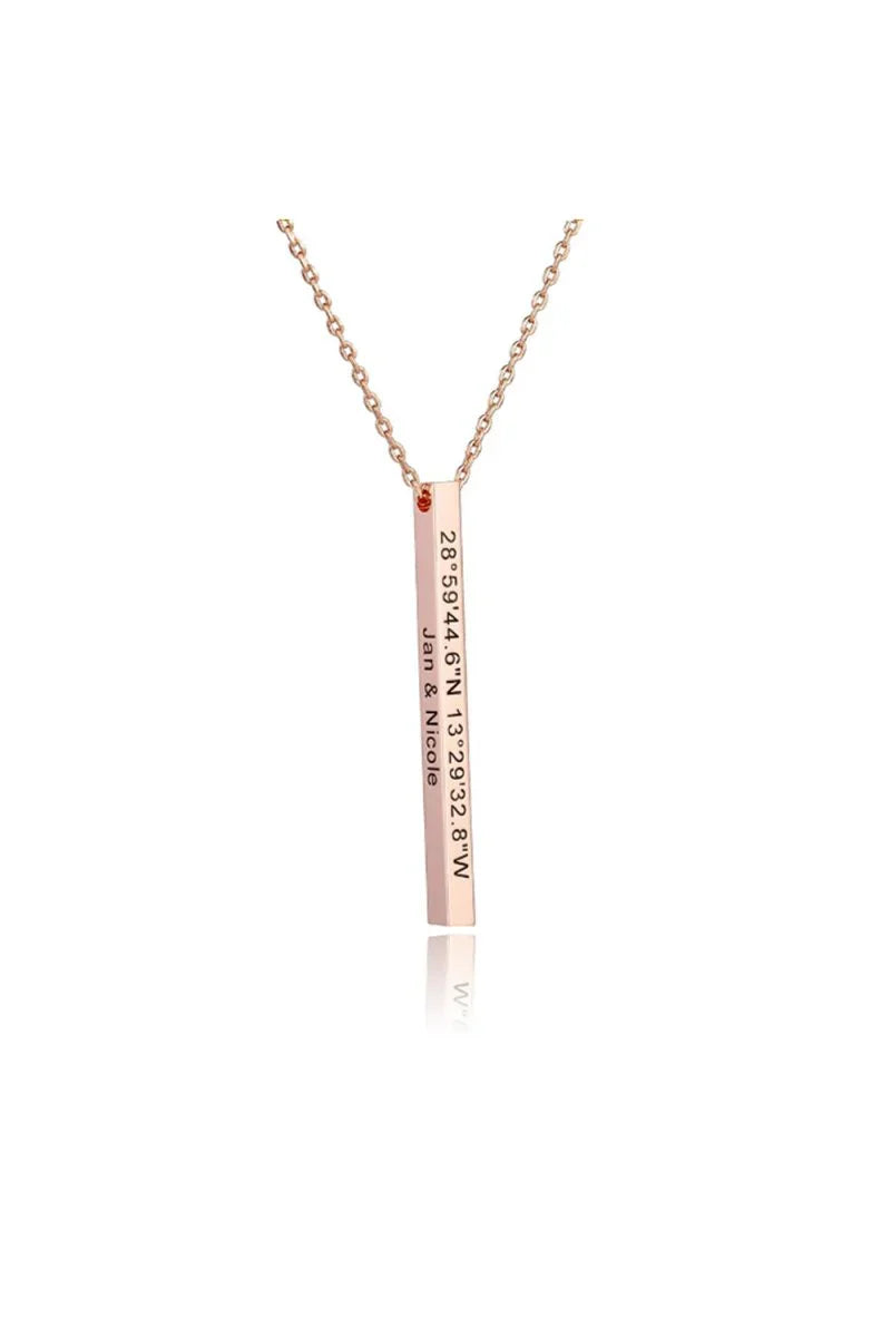 Personalized Gift 3D Bar Dimensional Pendant Necklaces