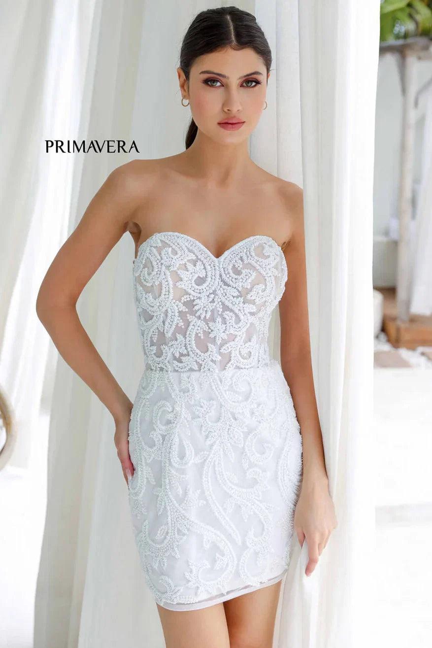 4227 Primavera Corset Beaded Mini Dress