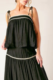 DIVIDE AND CONTOUR TOP SKIRT SET BLACK