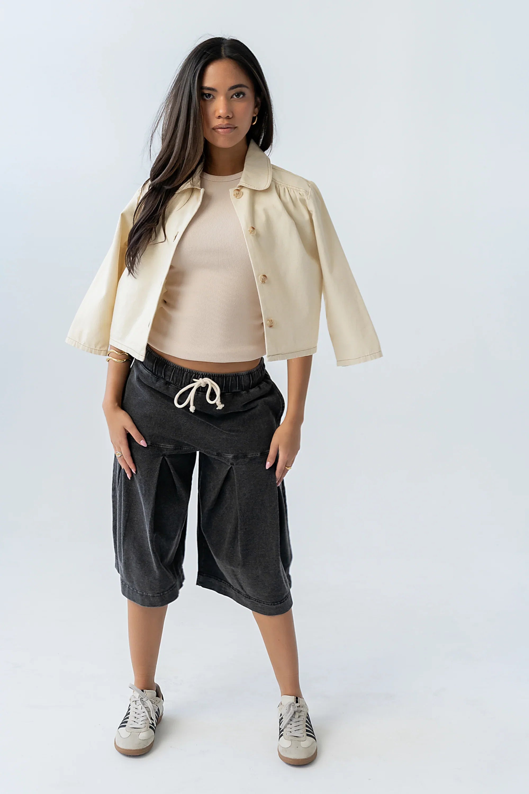 Cece Pleated Denim Jacket