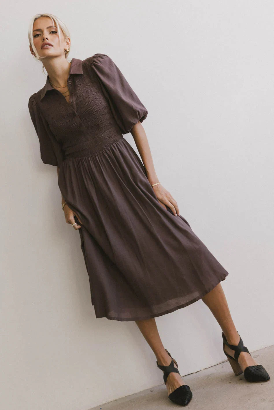 Belen Midi Dress in Mauve FINAL SALE