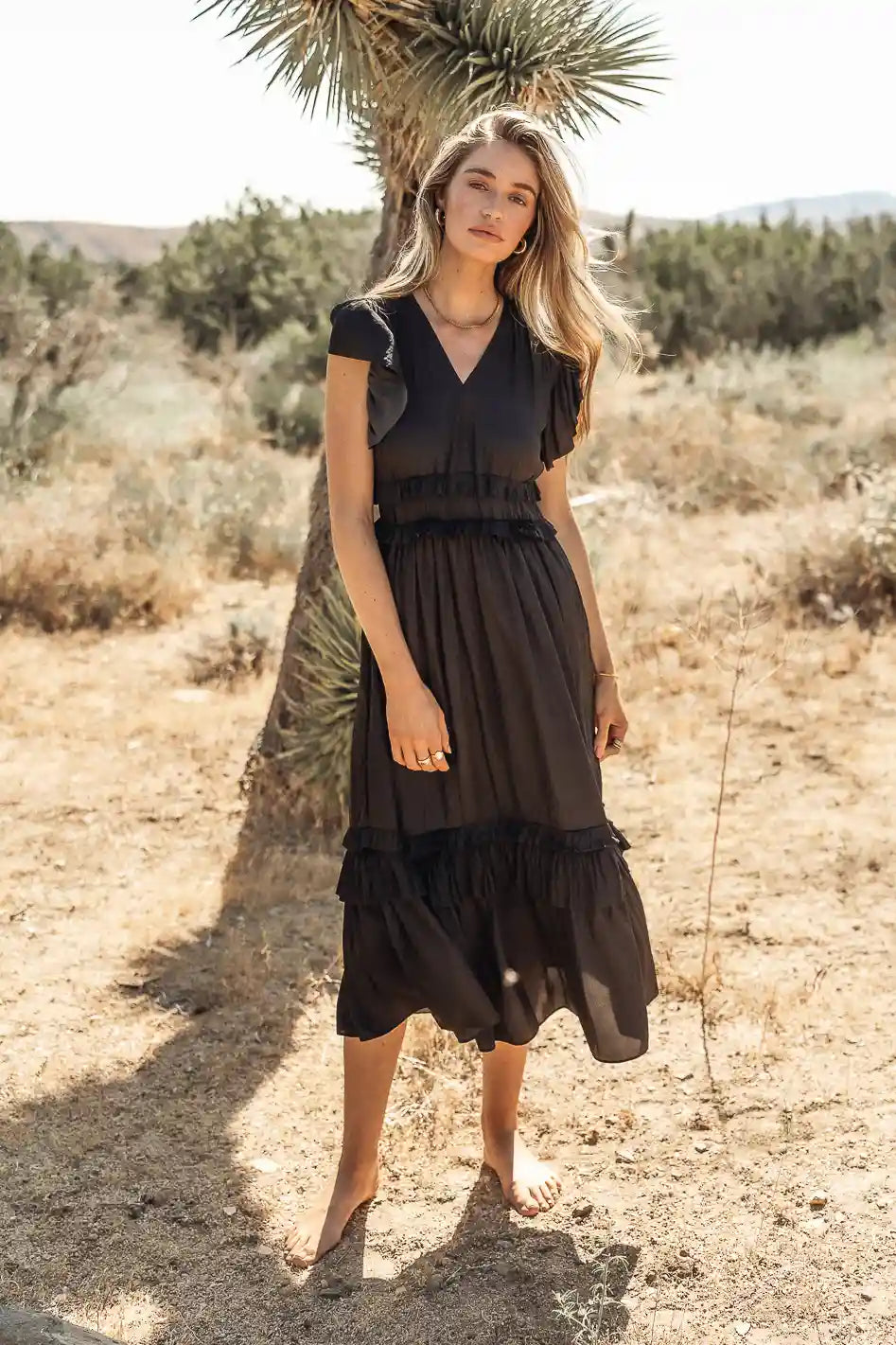 Willa Ruffle Dress in Black FINAL SALE