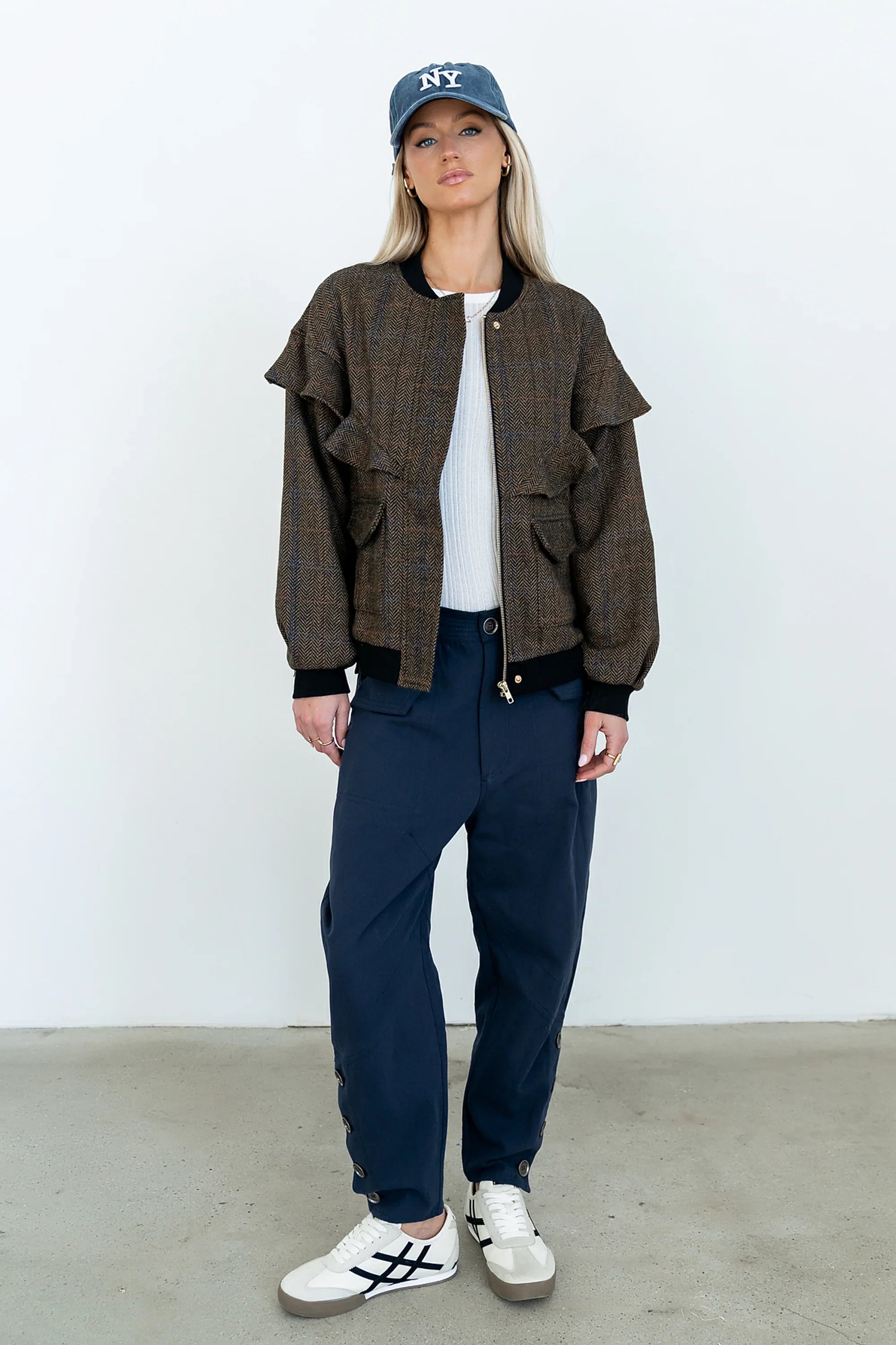 Ricky Herringbone Bomber Jacket