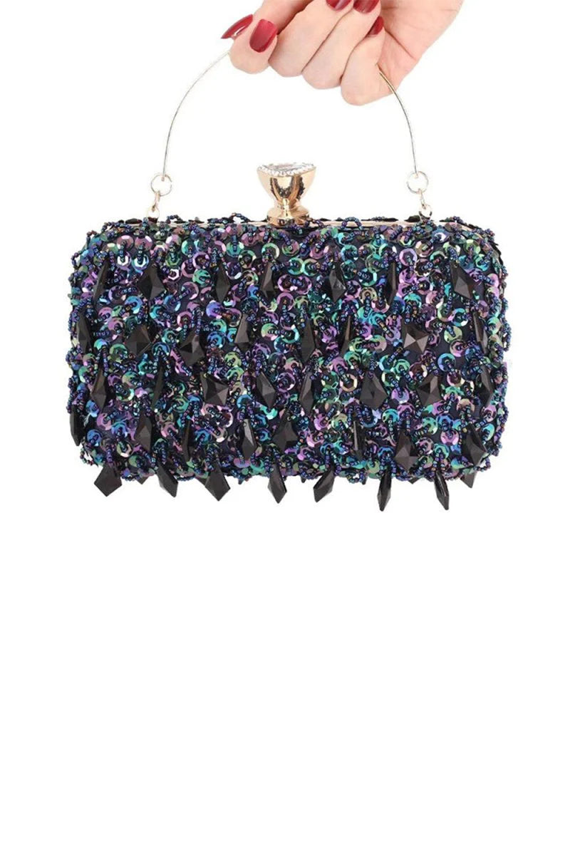 Womens Beaded Sequined Evening Clutch Bags