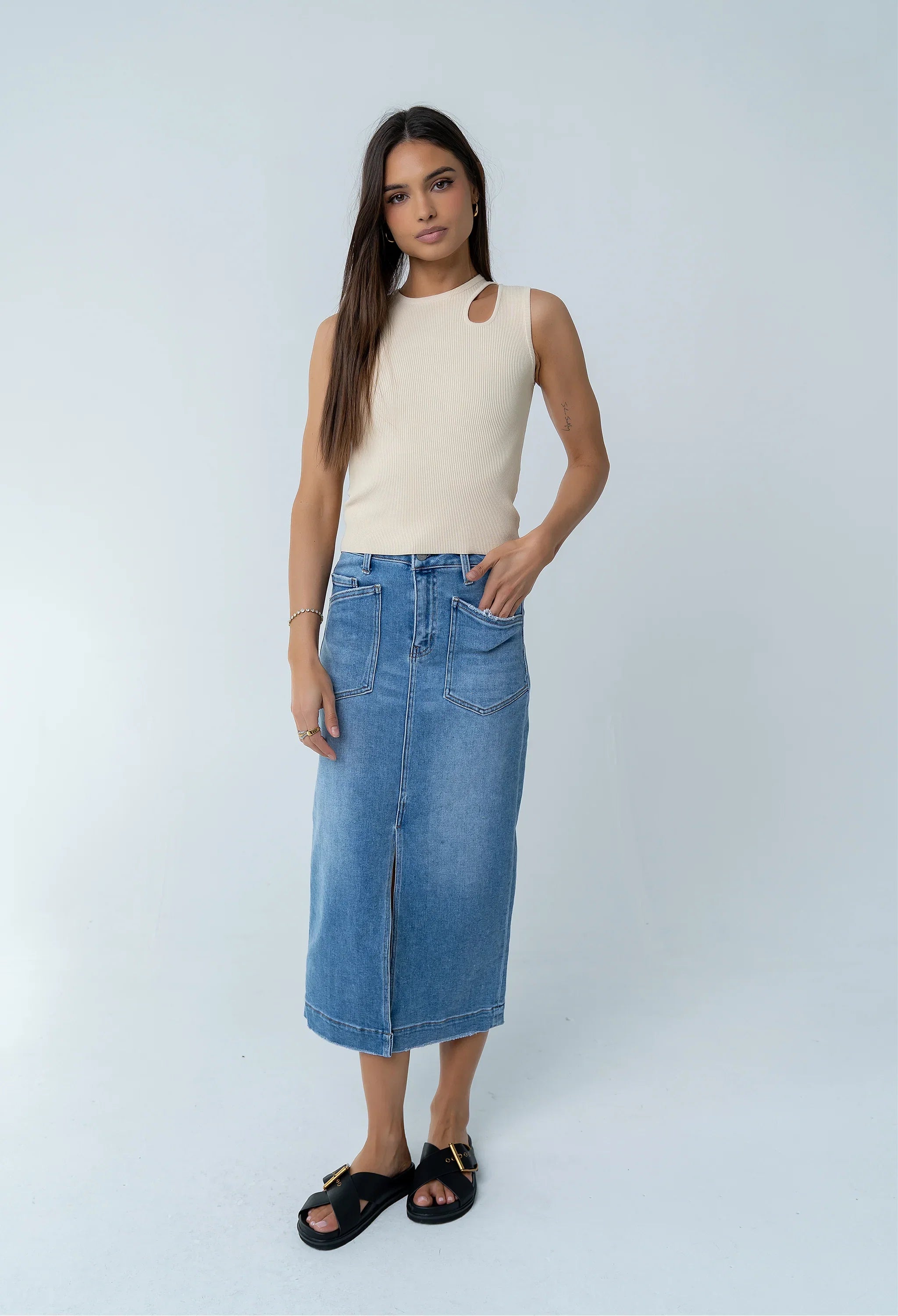 Landry Denim Midi Skirt