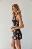Glora Satin Floral Mini Skirt