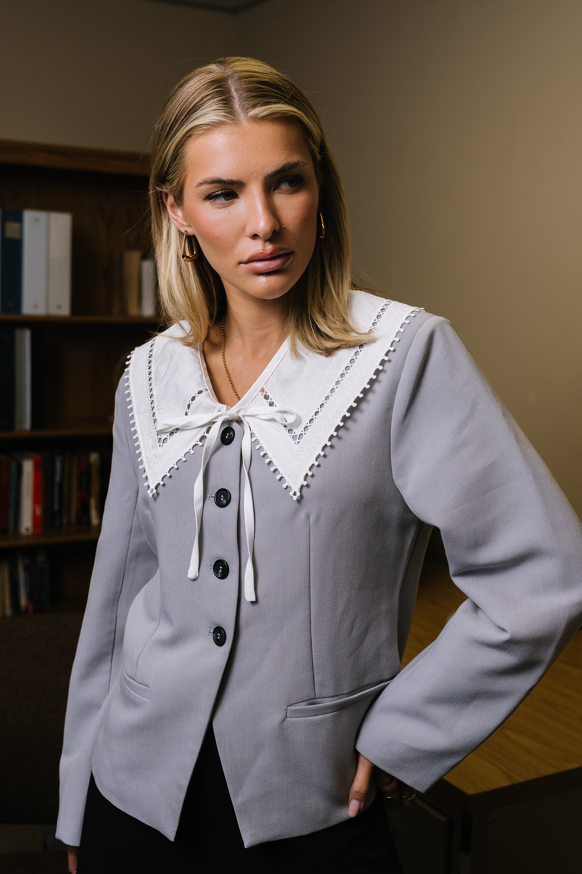 Kalani Collared Blazer in Grey