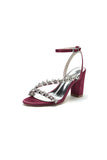 Rhinestone Beaded Ankle Straps Chunky Wedding Shoes