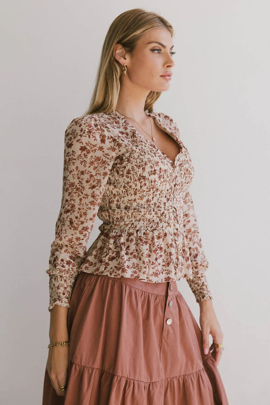 Vera Smocked Floral Blouse FINAL SALE