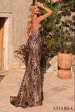 89405 Amarra Leopard Print Fitted Gown