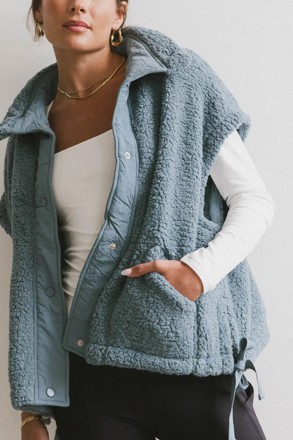 Johanna Sherpa Vest in Blue FINAL SALE